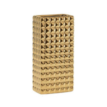 Load image into Gallery viewer, FINA DIAMOND STUDDED GOLD CERAMIC 9.5H” RECTANGLE VASE