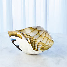 Load image into Gallery viewer, PLEATED BOWL-AMBER/BLUE FILIGREE