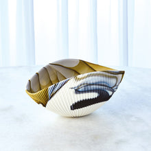 Load image into Gallery viewer, PLEATED BOWL-AMBER/BLUE FILIGREE