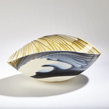 Load image into Gallery viewer, PLEATED BOWL-AMBER/BLUE FILIGREE