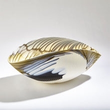 Load image into Gallery viewer, PLEATED BOWL-AMBER/BLUE FILIGREE