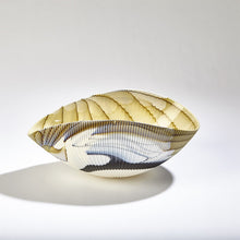 Load image into Gallery viewer, PLEATED BOWL-AMBER/BLUE FILIGREE