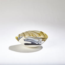 Load image into Gallery viewer, PLEATED BOWL-AMBER/BLUE FILIGREE