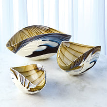 Load image into Gallery viewer, PLEATED BOWL-AMBER/BLUE FILIGREE